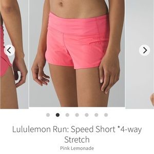 Lululemon Speed Shorts pink 2in